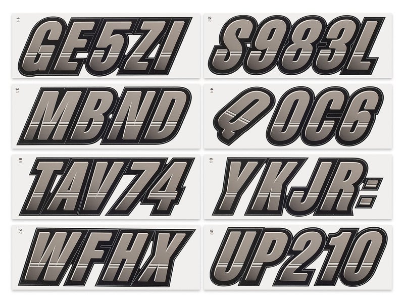 STIFFIE Techtron Charcoal/Black 3" Boat & PWC Registration Decals â€¢ Numbers Letters Stickers - Image 3